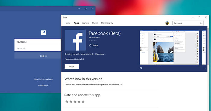 Facebook for Microsoft Windows 10 finally released